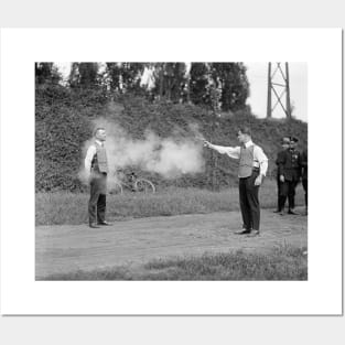 Police Testing Bulletproof Vest, 1923. Vintage Photo Posters and Art